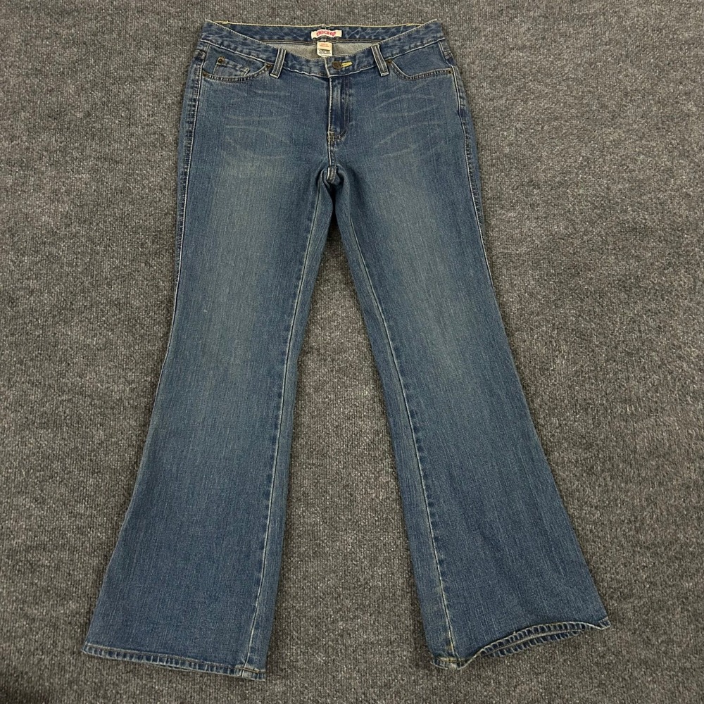 Dear John Jeans Womens Size 8 Blue Flare Leg Embroidered Pocket Stretch Denim